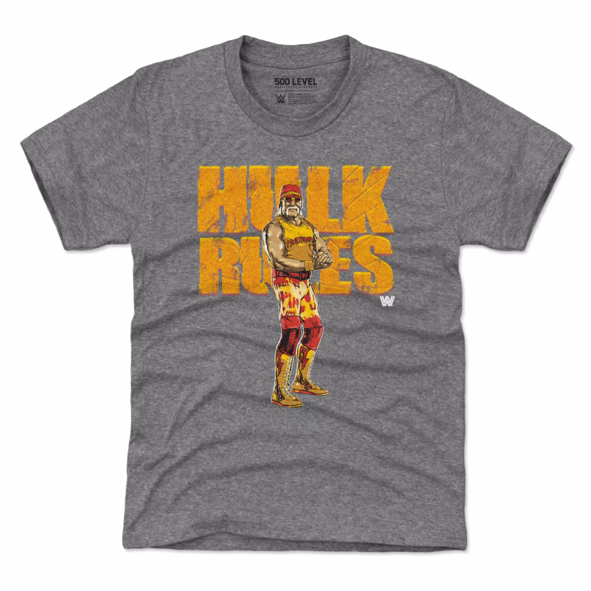 Youth 500 Level Heather Gray Hulk Hogan Hulk Rules T-Shirt