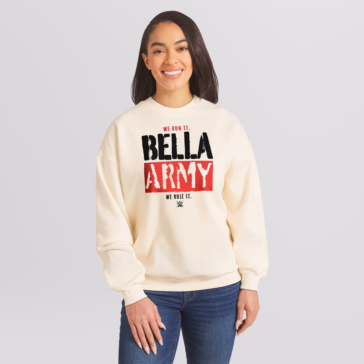 Women's WEAR by Erin Andrews Cream The Bella Twins Oversized Sweatshirt