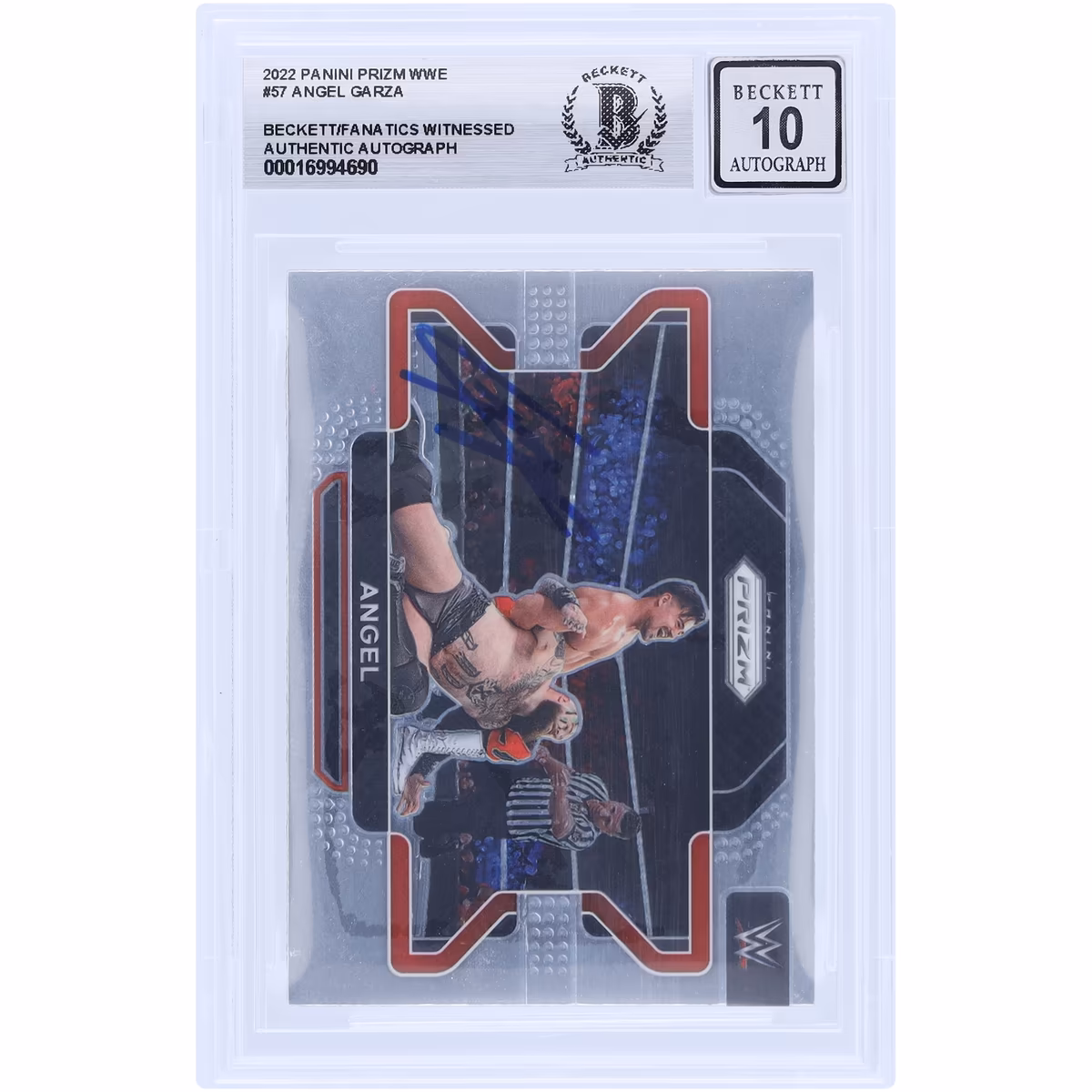 Angel Garza WWE Autographed 2022 Panini Prizm #57 Beckett Fanatics Witnessed Authenticated 10 Card