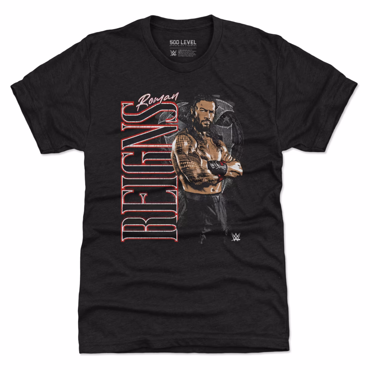 Men's 500 Level Black Roman Reigns Vertical Name Premium Tri-Blend T-Shirt 16 Men's 500 Level Black Roman Reigns Vertical Name Premium Tri-Blend T-Shirt