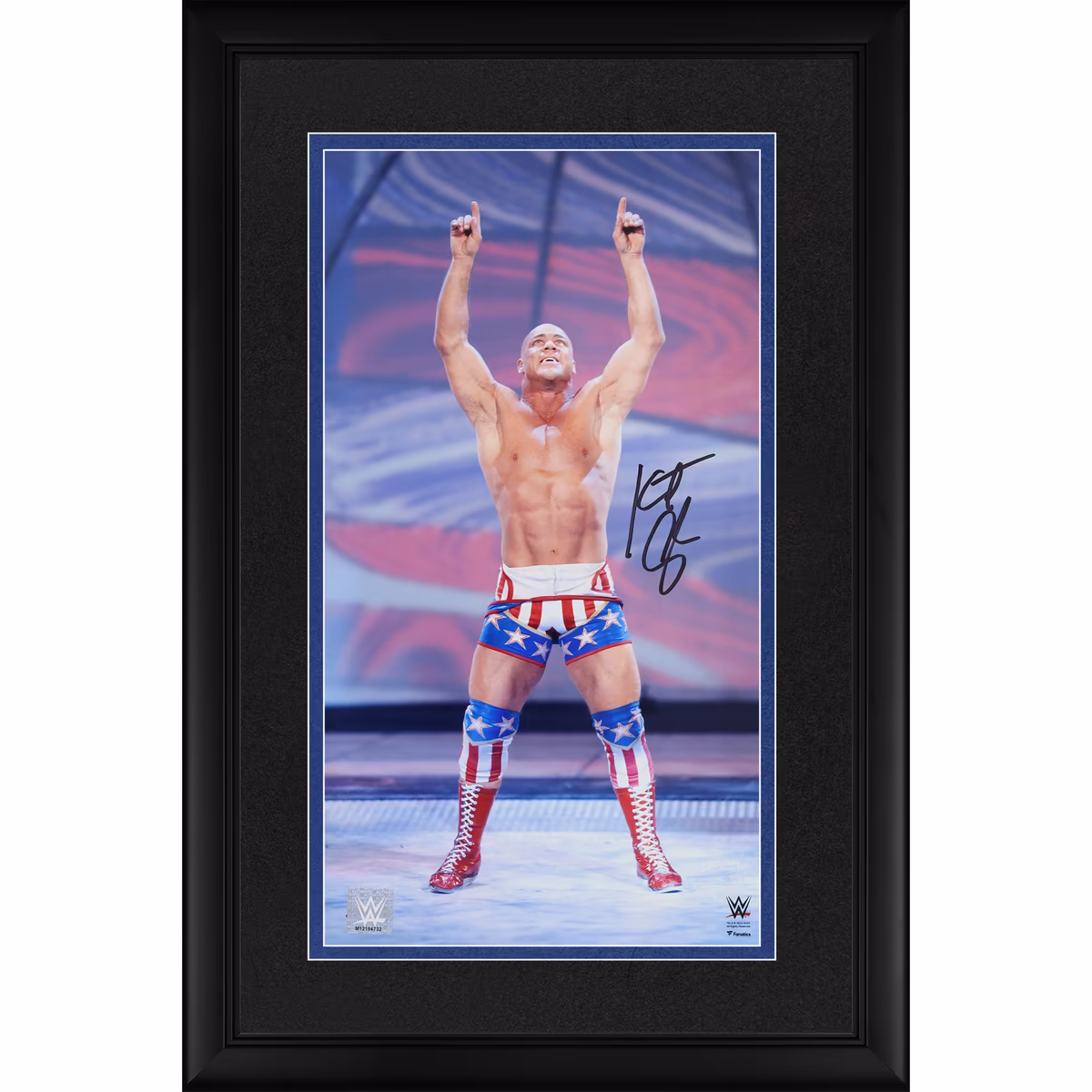 Kurt Angle WWE Autographed Framed 10" x 18" Entrance Raising Arms Photograph 2 Kurt Angle WWE Autographed Framed 10" x 18" Entrance Raising Arms Photograph