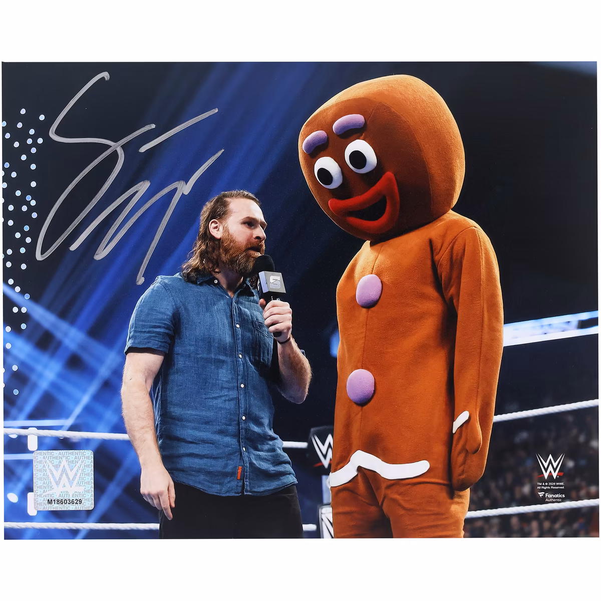 Sami Zayn WWE Autographed 8" x 10" In-Ring with Gingerbread Man Photograph 3 Sami Zayn WWE Autographed 8" x 10" In-Ring with Gingerbread Man Photograph