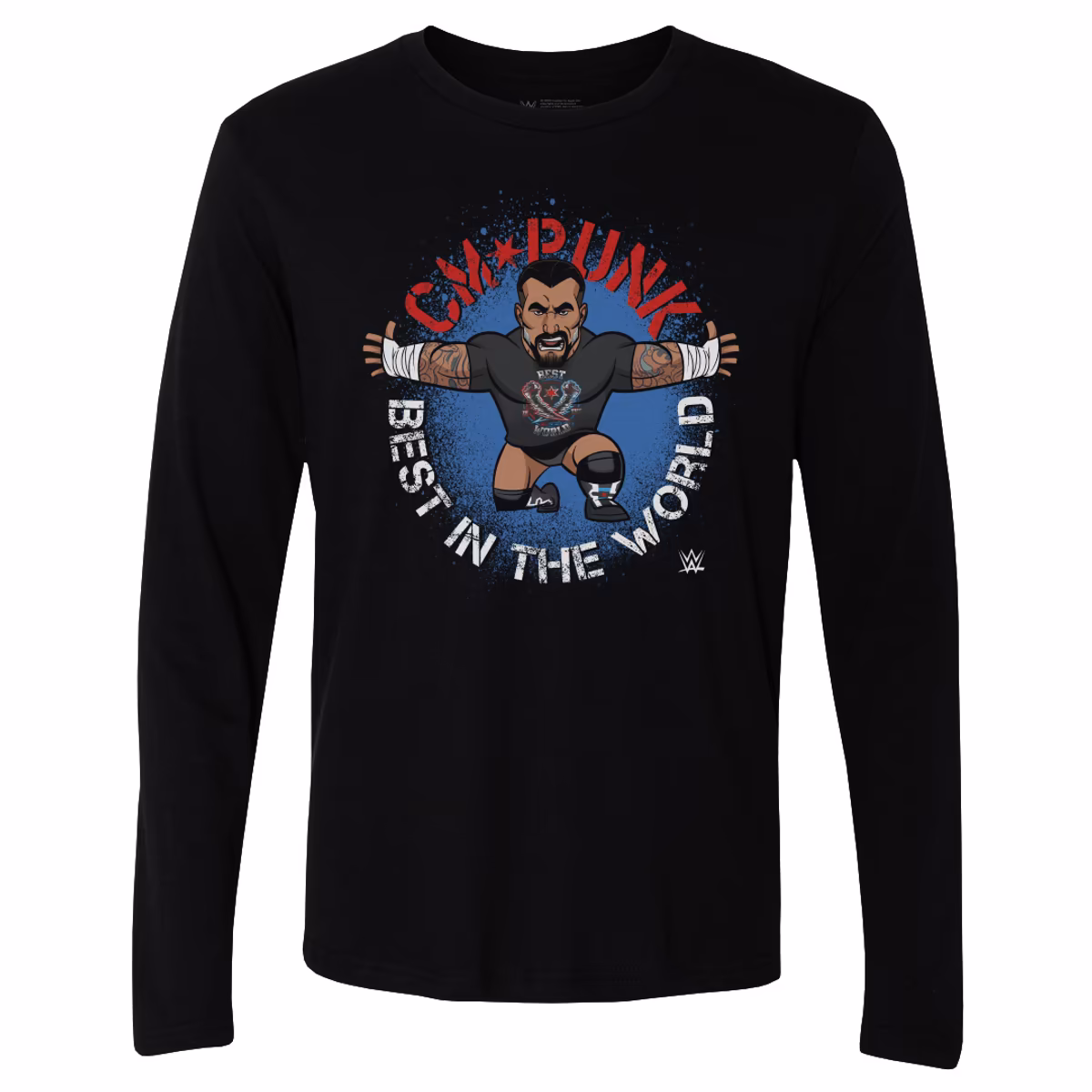 Men's 500 Level Black CM Punk Big Shots Pose Long Sleeve T-Shirt