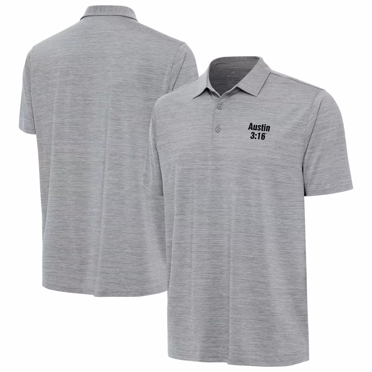 Men's Antigua Heather Gray "Stone Cold" Steve Austin Layout Polo
