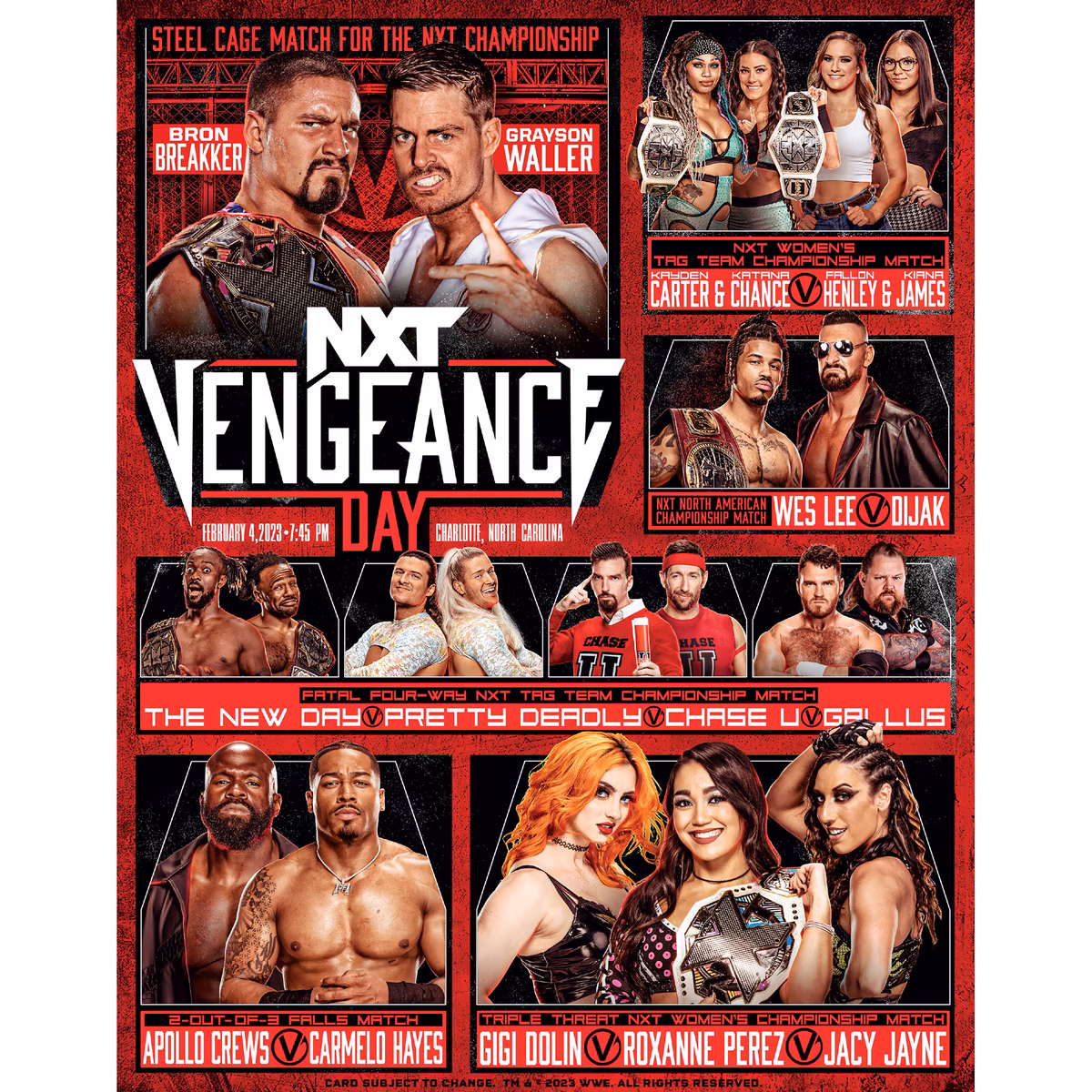 WWE NXT Vengeance Day 2023 11" x 14" Fight Poster Photograph 9 WWE NXT Vengeance Day 2023 11" x 14" Fight Poster Photograph