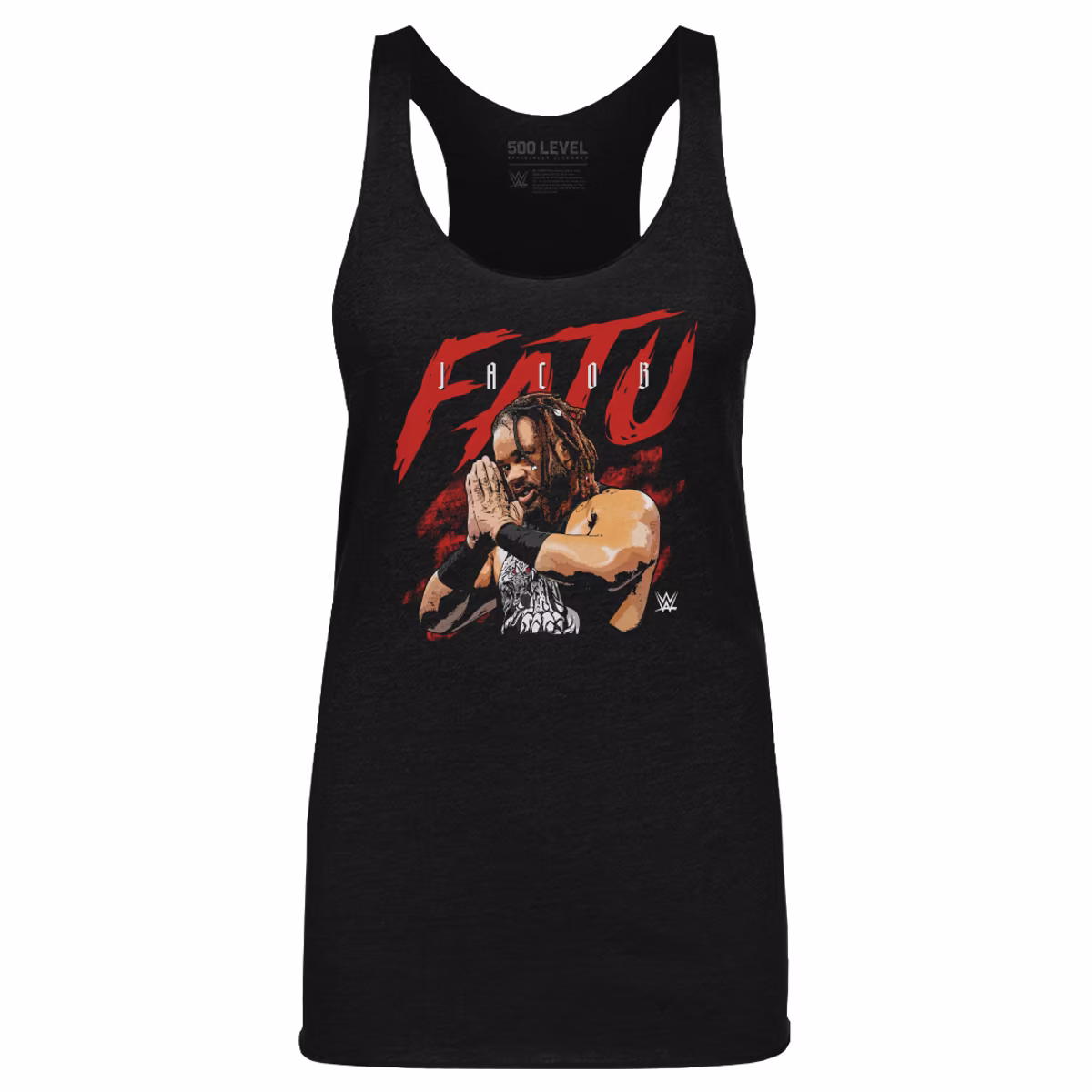 Women's 500 Level Heather Black Jacob Fatu Name Grunge Tri-Blend Tank Top