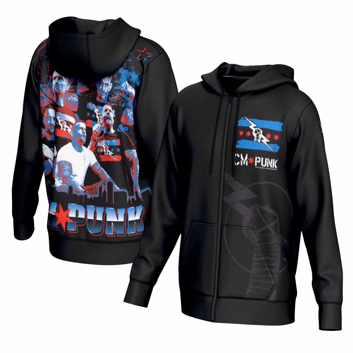 Men's ProSphere Black CM Punk Full-Zip Hoodie 3 Men's ProSphere Black CM Punk Full-Zip Hoodie