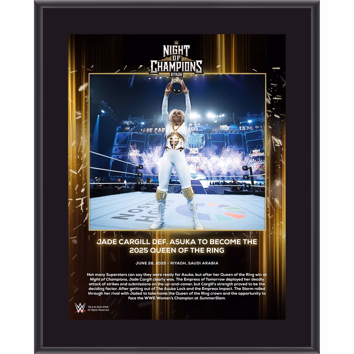 Jade Cargill WWE 10.5" x 13" 2025 Night of Champions Sublimated Plaque