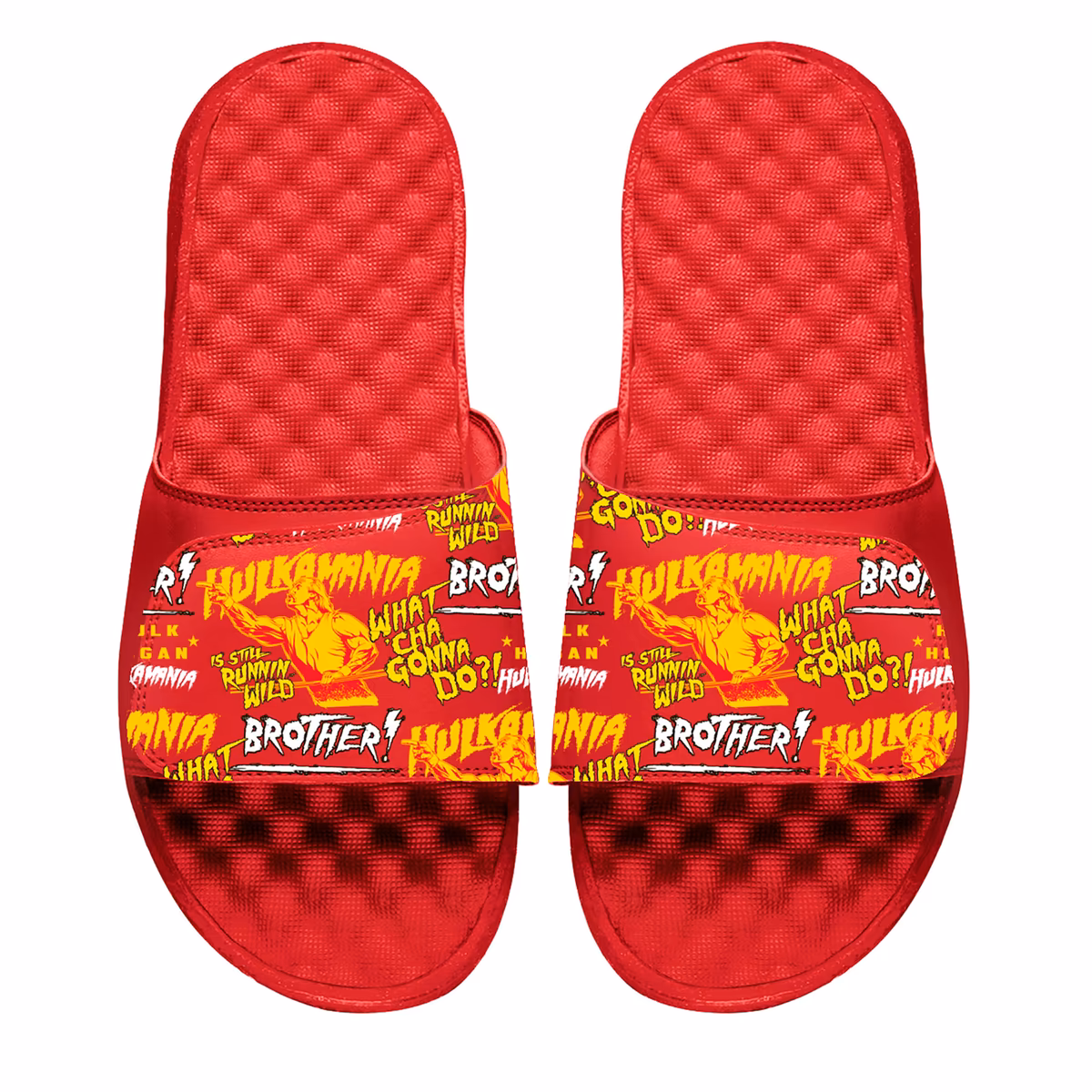 Unisex ISlide Red Hulk Hogan Word Pattern Slide Sandals 5 Unisex ISlide Red Hulk Hogan Word Pattern Slide Sandals