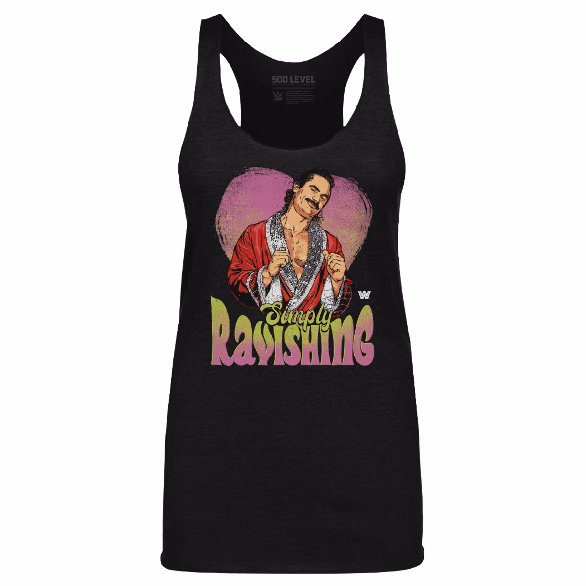 Women's 500 Level Heather Black Rick Rude Simply Ravishing Heart Tri-Blend Tank Top