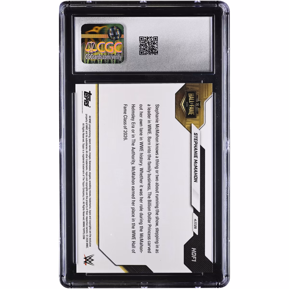 Stephanie McMahon WWE 2026 Topps Now Hall of Fame Orange Foil #HOF1 #/25 CGC Authenticated 9 Card 3 Stephanie McMahon WWE 2026 Topps Now Hall of Fame Orange Foil #HOF1 #/25 CGC Authenticated 9 Card