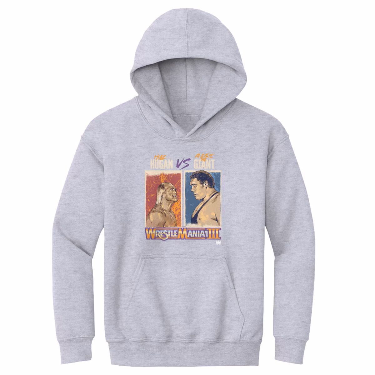 Youth 500 Level  Gray WrestleMania III Hulk Hogan Vs. Andre The Giant Pullover Hoodie