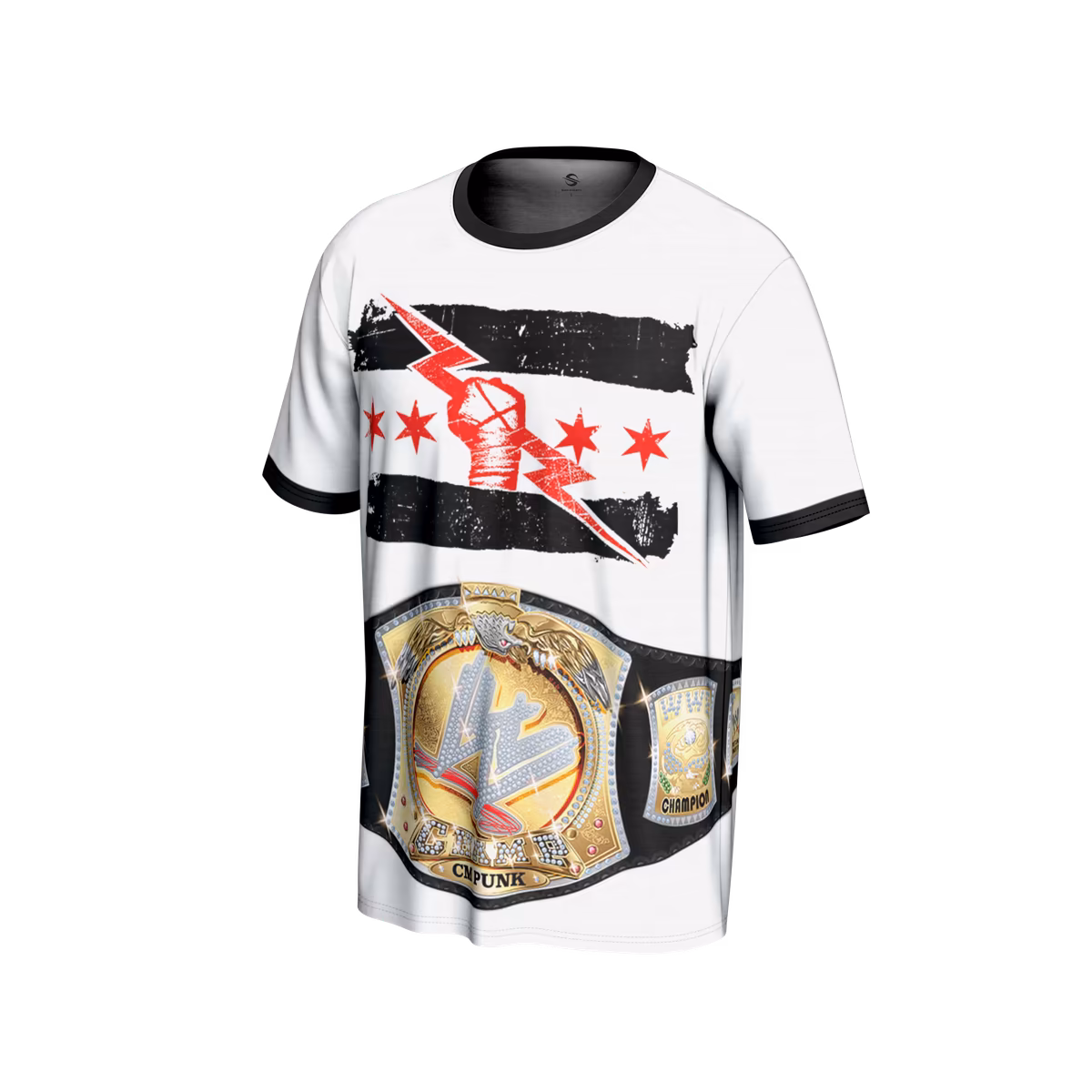 Men's ProSphere White CM Punk Spinner Belt T-Shirt 3 Men's ProSphere White CM Punk Spinner Belt T-Shirt
