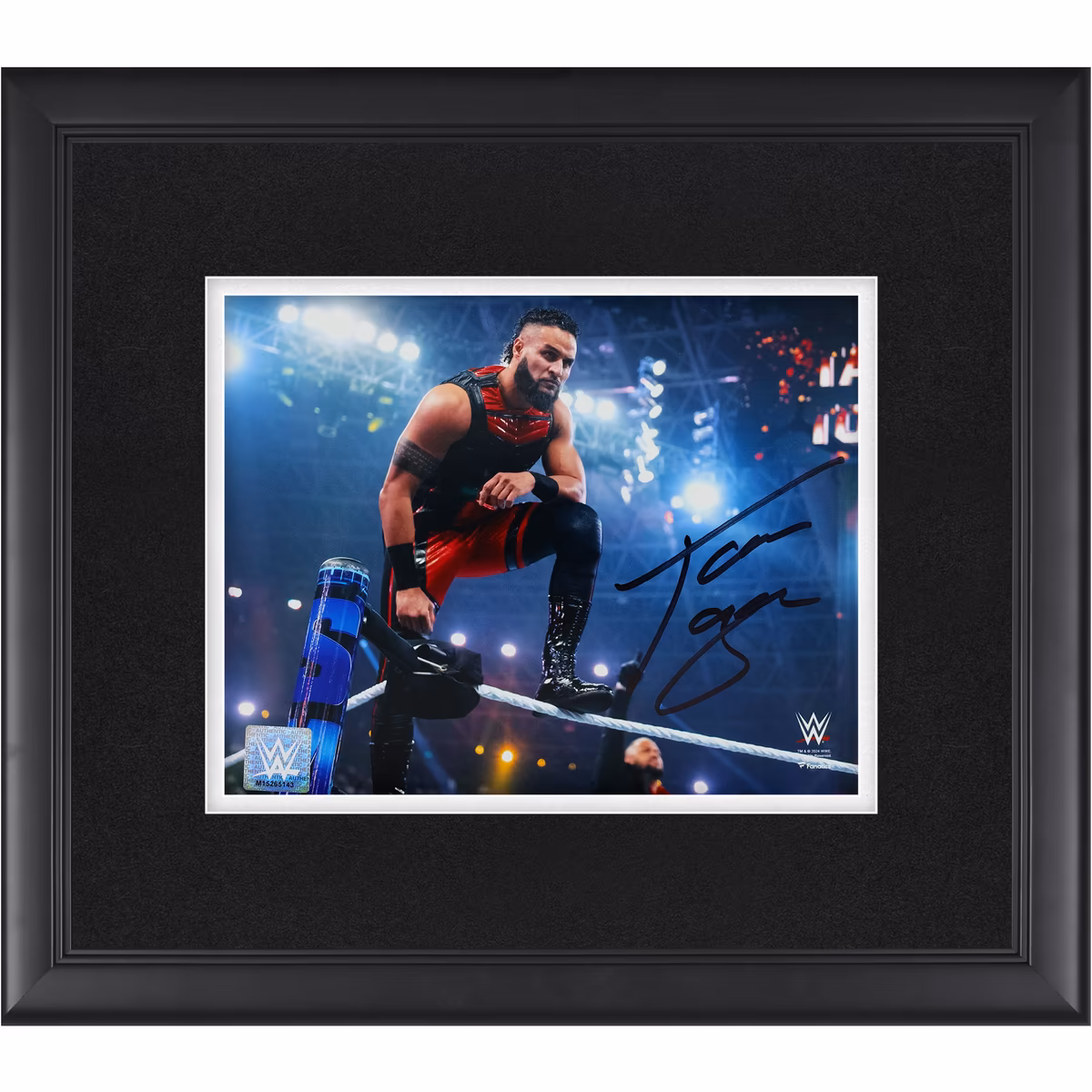 Tama Tonga WWE Autographed Framed 8" x 10" Standing On Top Rope Photograph