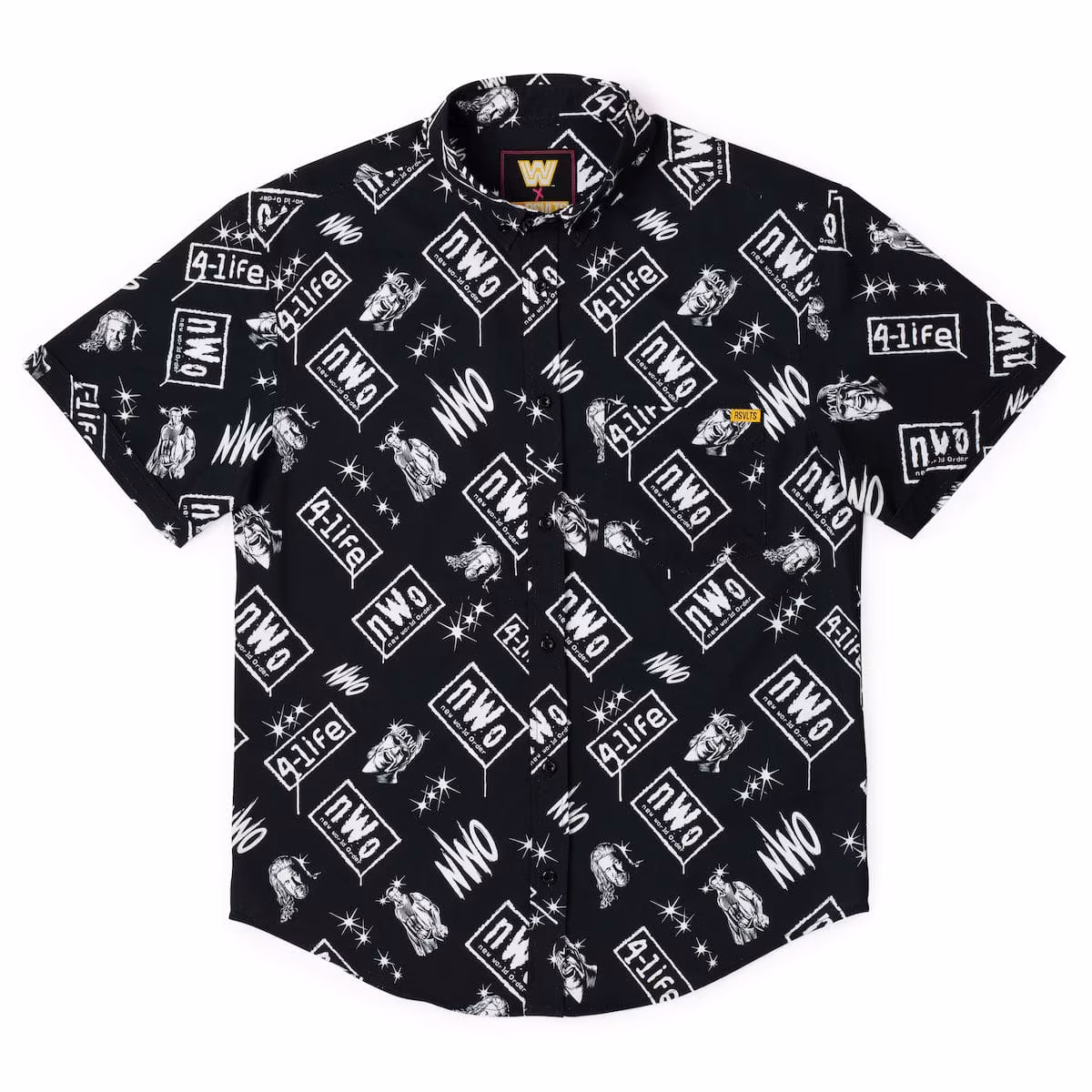 Men's RSVLTS Black nWo Too Sweet KUNUFLEX Button-Down Short Sleeve Shirt