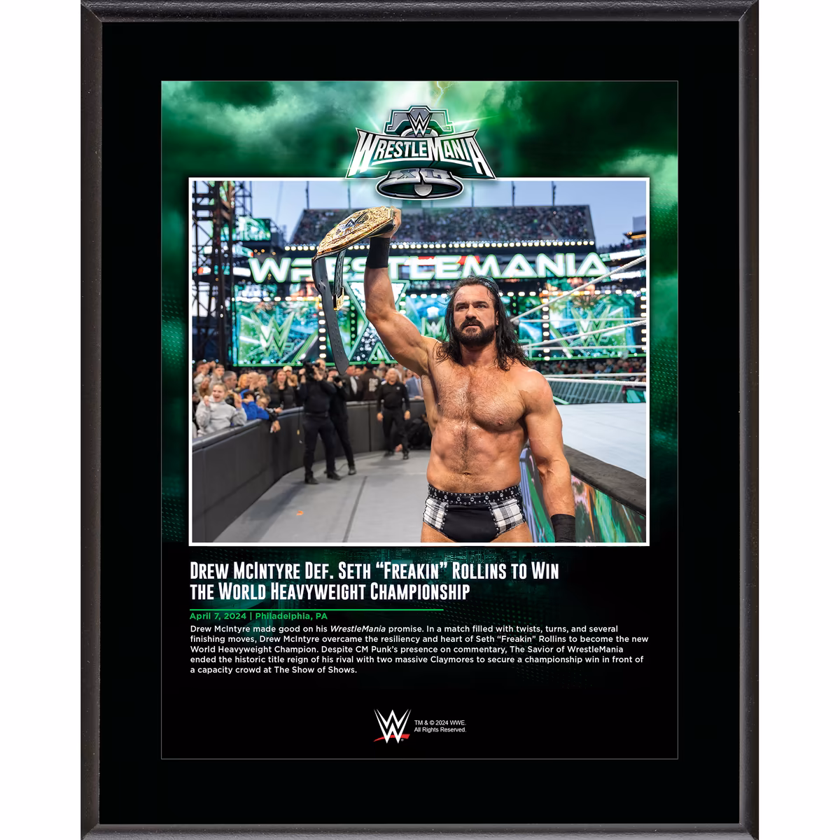 Drew McIntyre WWE 10.5" x 13" WrestleMania 40 Night 2 Sublimated Plaque 3 Drew McIntyre WWE 10.5" x 13" WrestleMania 40 Night 2 Sublimated Plaque
