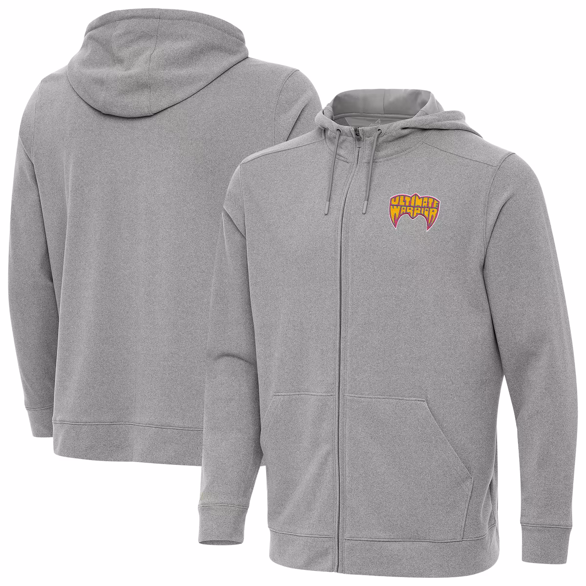 Men's Antigua Heather Gray The Ultimate Warrior Effortless Full-Zip Hoodie 2 Men's Antigua Heather Gray The Ultimate Warrior Effortless Full-Zip Hoodie