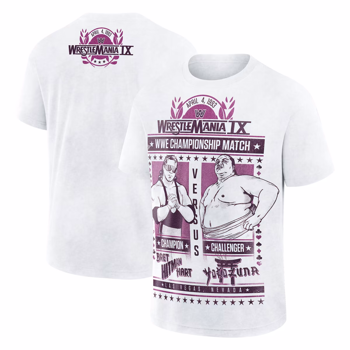Men's White Bret Hart vs. Yokozuna WrestleMania 9 Boxy T-Shirt 8 Men's White Bret Hart vs. Yokozuna WrestleMania 9 Boxy T-Shirt