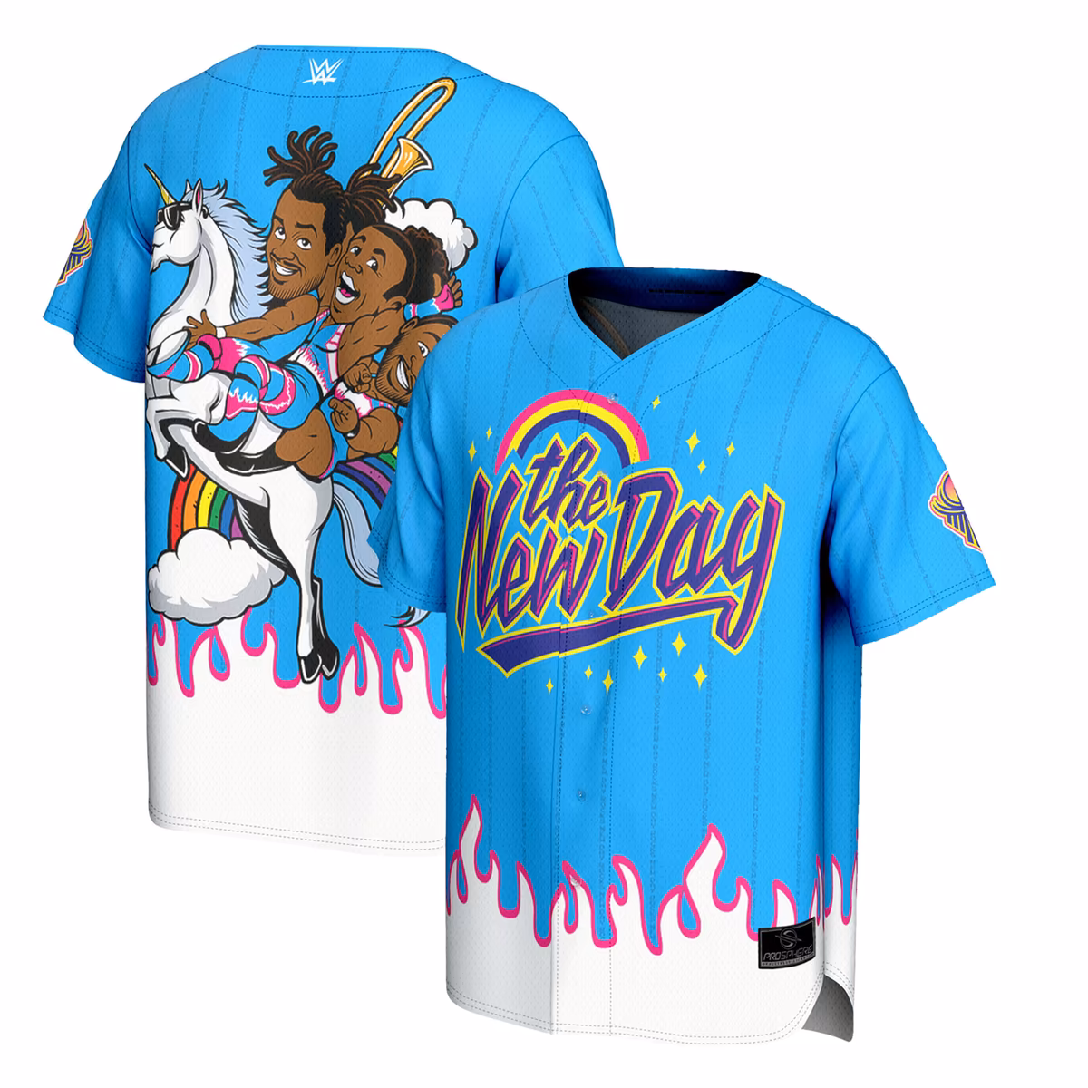 Men's ProSphere Blue The New Day Rainbow Unicorn Baseball Fashion Jersey