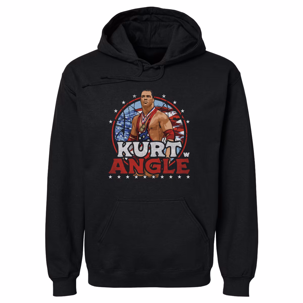 Men's 500 Level Black Kurt Angle Stars and Stripes Pullover Hoodie 7 Men's 500 Level Black Kurt Angle Stars and Stripes Pullover Hoodie