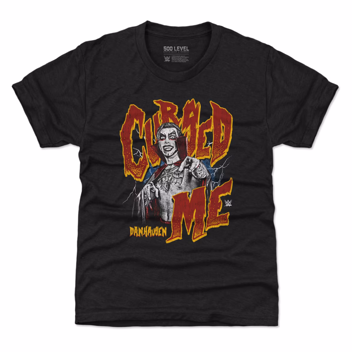 Youth 500 Level Black Danhausen Cursed Me T-Shirt