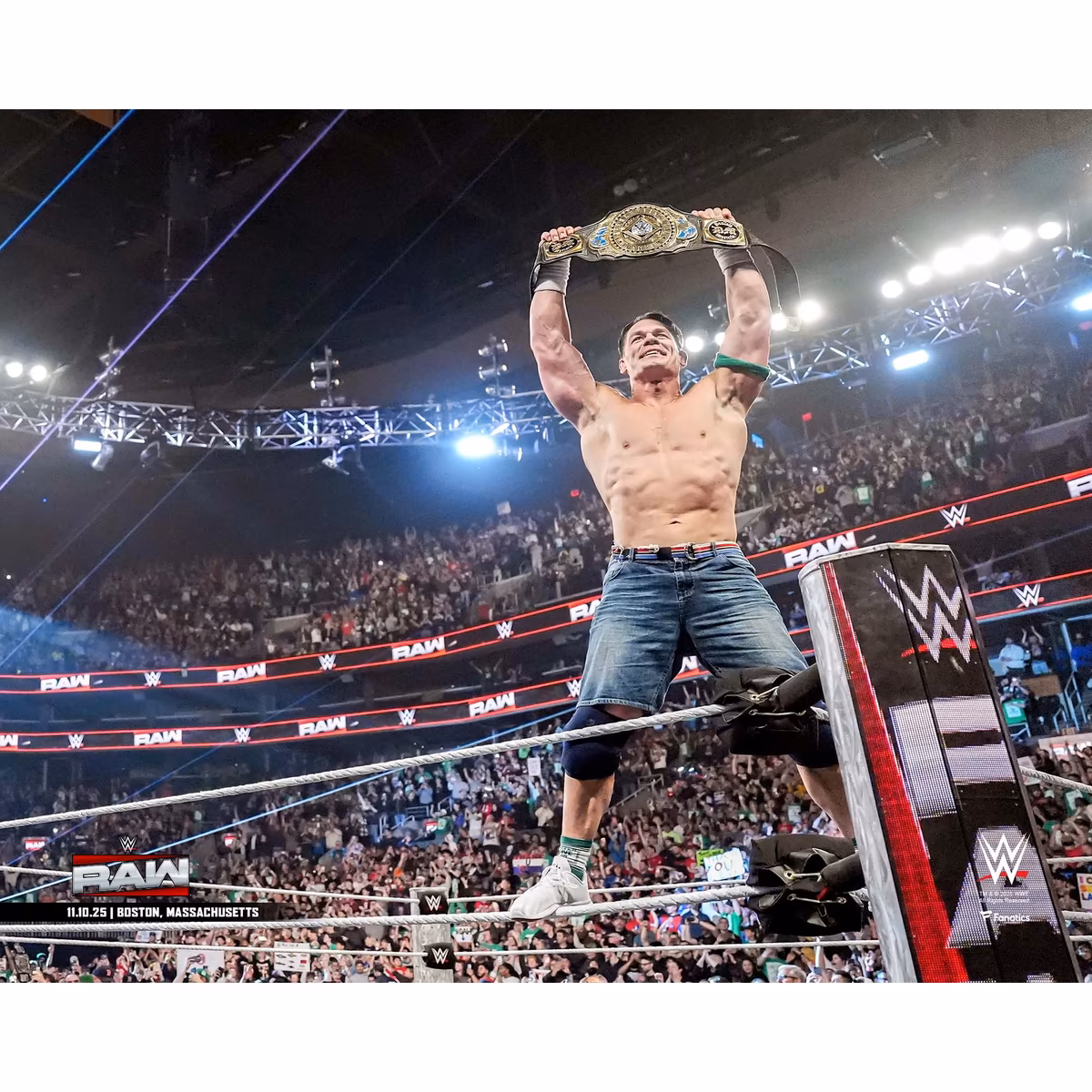 John Cena WWE Unsigned Grand Slam Champion Raising Intercontinental Title Photograph 12 John Cena WWE Unsigned Grand Slam Champion Raising Intercontinental Title Photograph