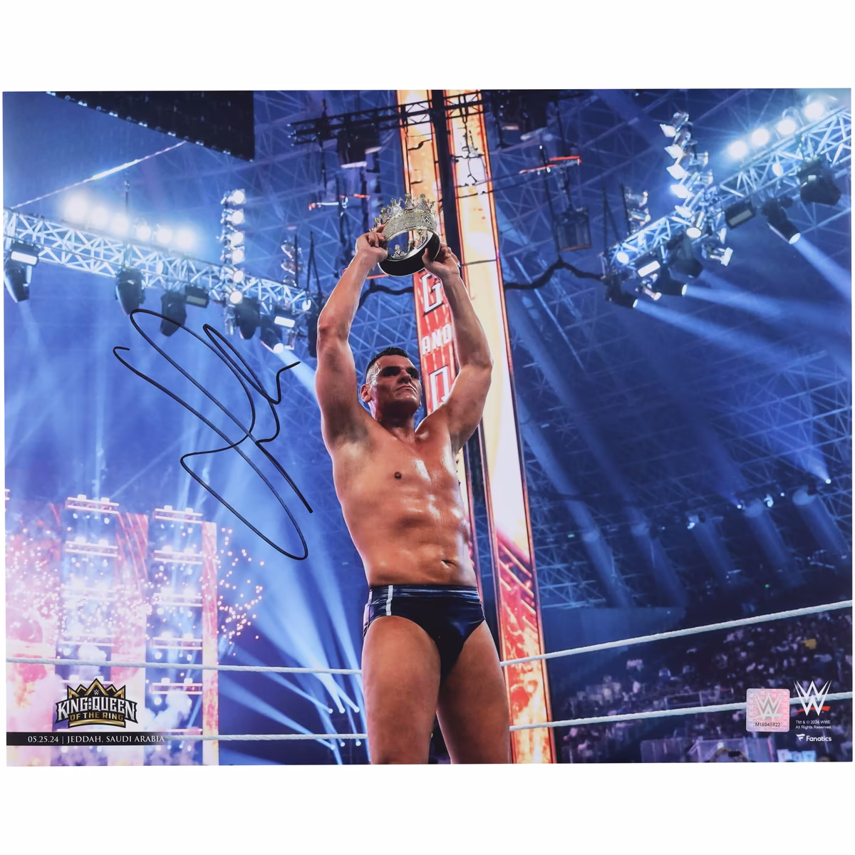 Gunther WWE Autographed 16" x 20" King & Queen Of The Ring Raising Crown Photograph 2 Gunther WWE Autographed 16" x 20" King & Queen Of The Ring Raising Crown Photograph