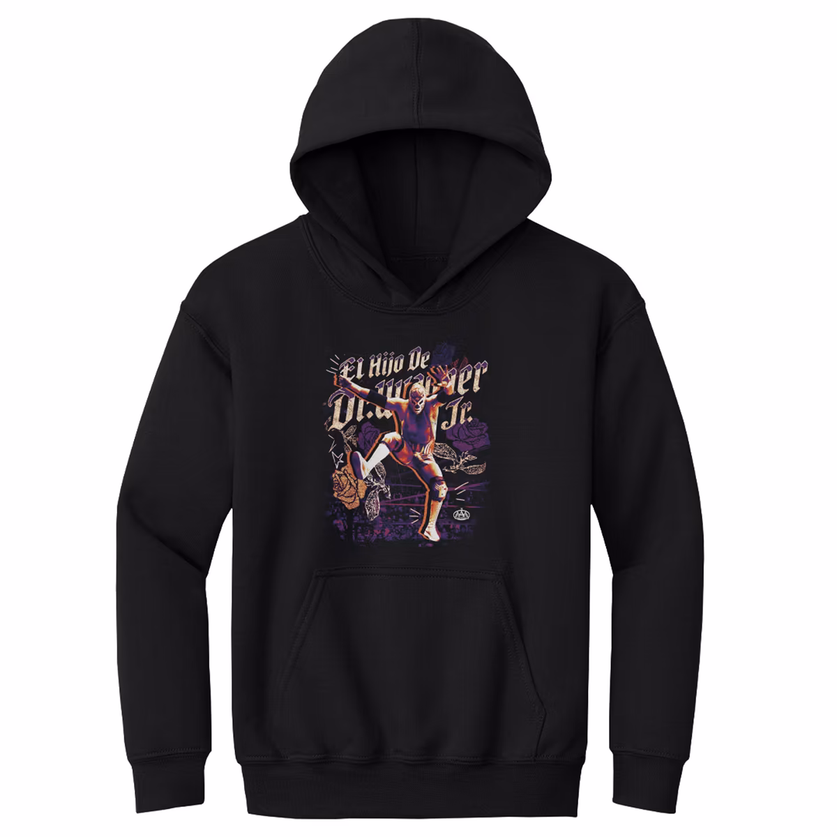 Youth 500 Level Black El Hijo de Dr. Wagner Jr. Poster Hoodie
