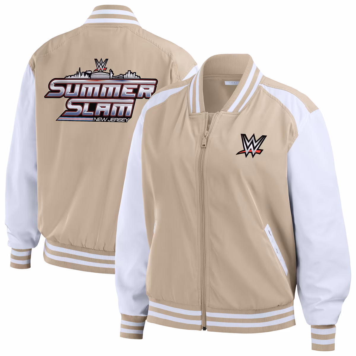 Women's WEAR by Erin Andrews Tan SummerSlam 2025 Tonal Full-Zip Bomber Jacket 5 Women's WEAR by Erin Andrews Tan SummerSlam 2025 Tonal Full-Zip Bomber Jacket