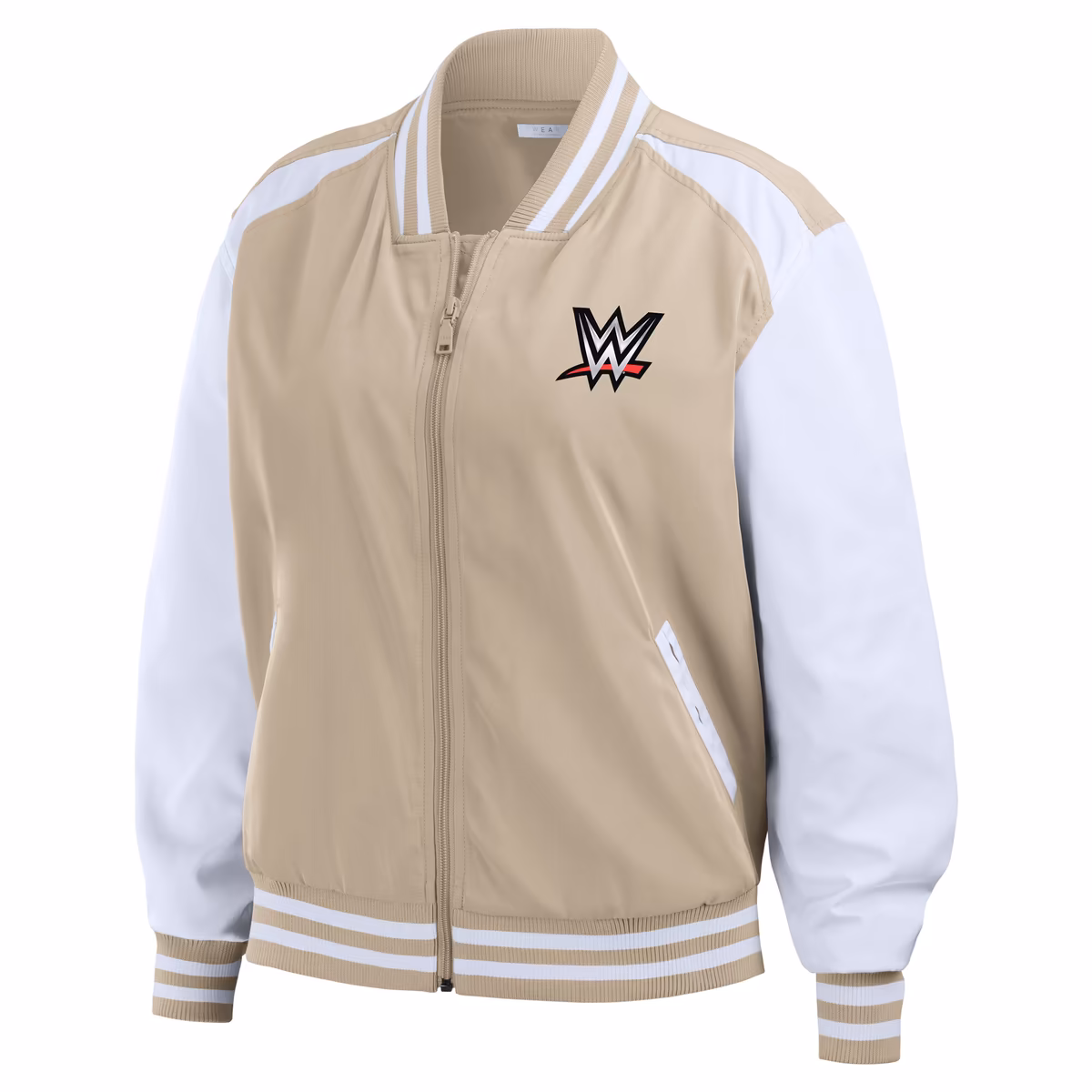 Women's WEAR by Erin Andrews Tan SummerSlam 2025 Tonal Full-Zip Bomber Jacket 3 Women's WEAR by Erin Andrews Tan SummerSlam 2025 Tonal Full-Zip Bomber Jacket