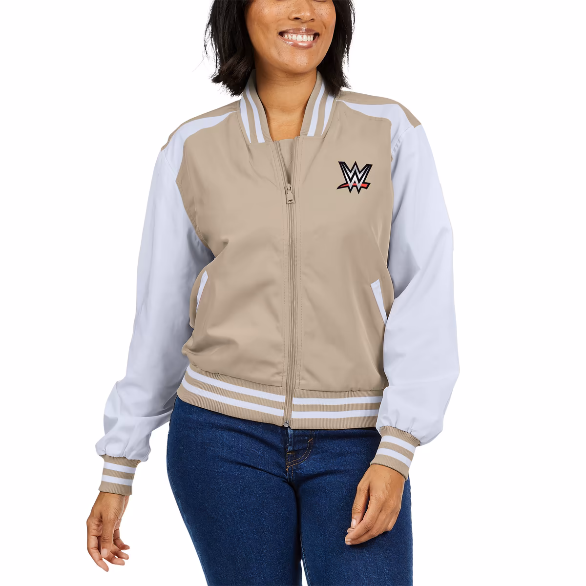 Women's WEAR by Erin Andrews Tan SummerSlam 2025 Tonal Full-Zip Bomber Jacket 5 Women's WEAR by Erin Andrews Tan SummerSlam 2025 Tonal Full-Zip Bomber Jacket