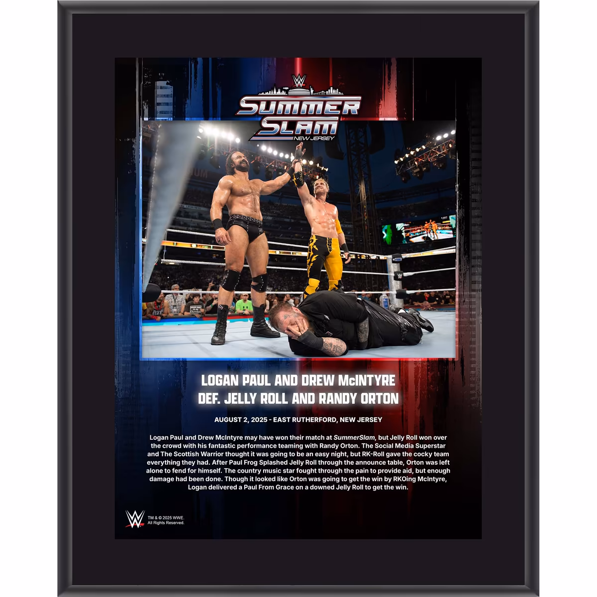 Drew McIntyre & Logan Paul WWE 10.5" x 13" 2025 SummerSlam Night 1 Sublimated Plaque 1 Drew McIntyre & Logan Paul WWE 10.5" x 13" 2025 SummerSlam Night 1 Sublimated Plaque