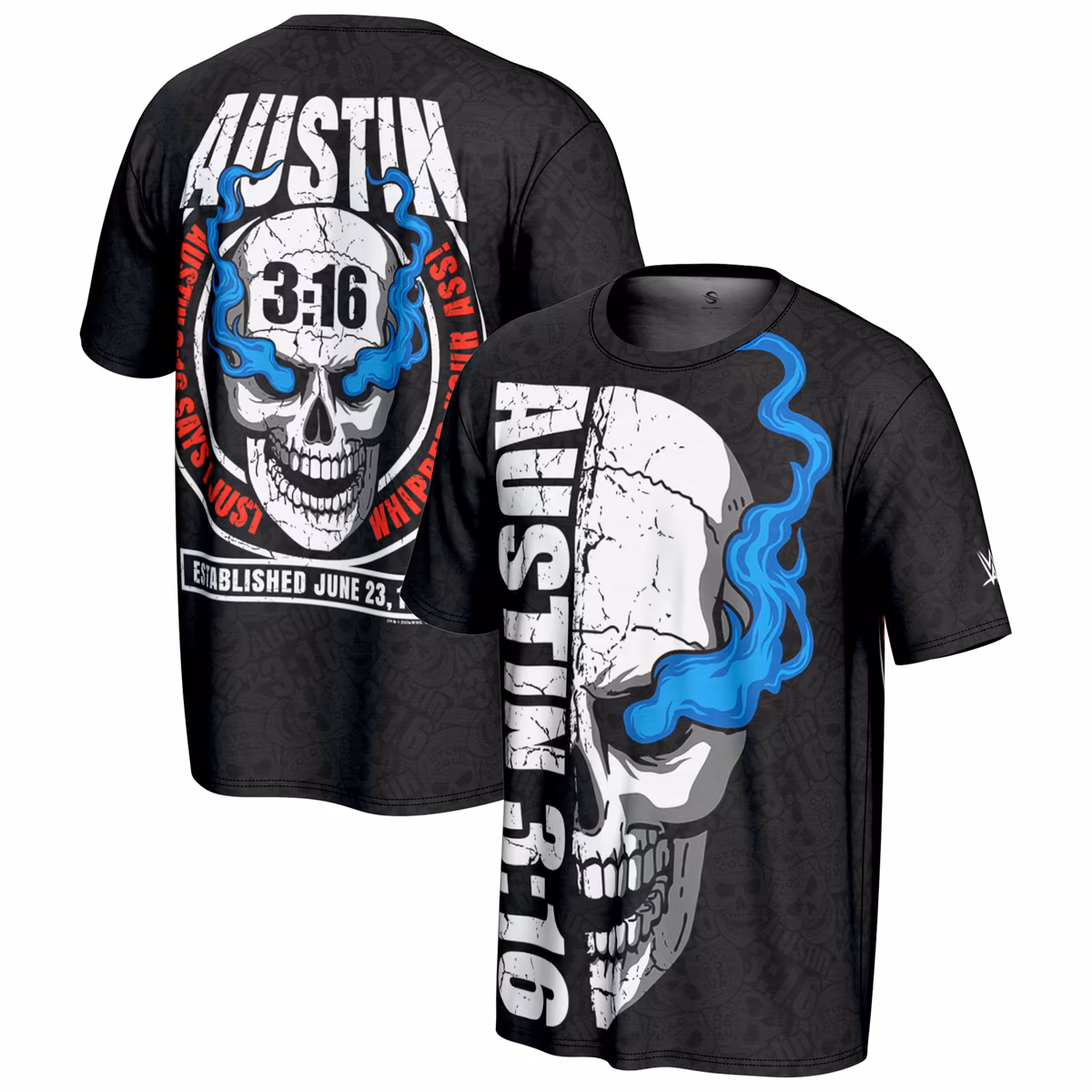 Men's ProSphere Black "Stone Cold" Steve Austin 3:16 Skull T-Shirt 1 Men's ProSphere Black "Stone Cold" Steve Austin 3:16 Skull T-Shirt