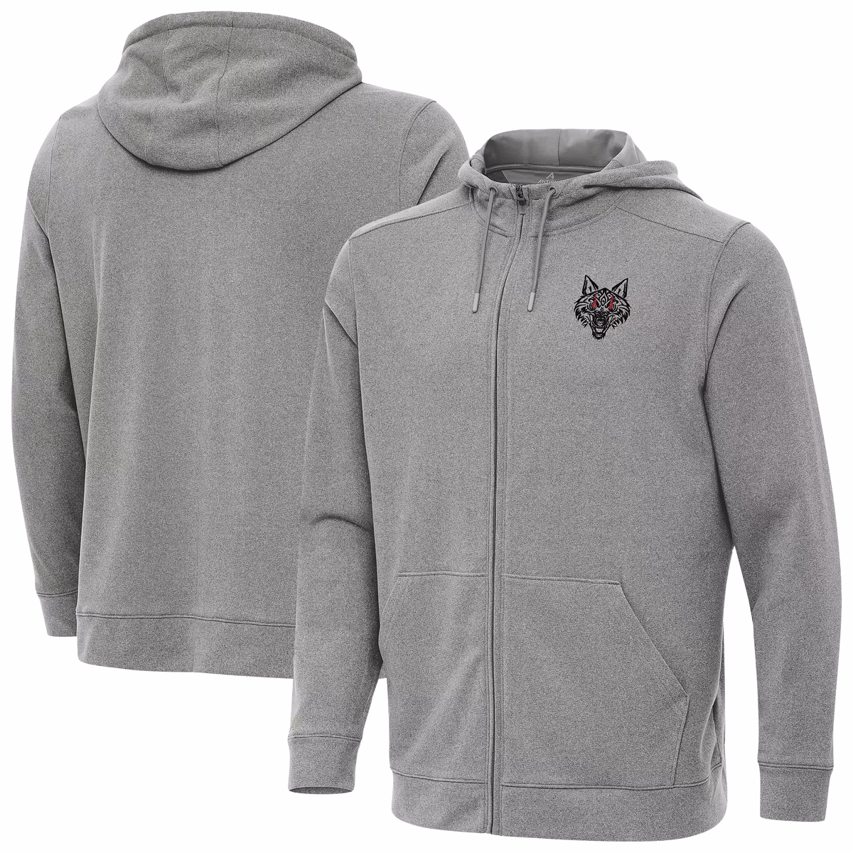 Men's Antigua Heather Gray Jacob Fatu Effortless Full-Zip Hoodie