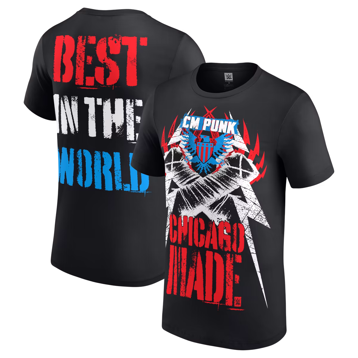 Men's Black CM Punk Chicago Made Red, White & Blue T-Shirt 8 Men's Black CM Punk Chicago Made Red, White & Blue T-Shirt