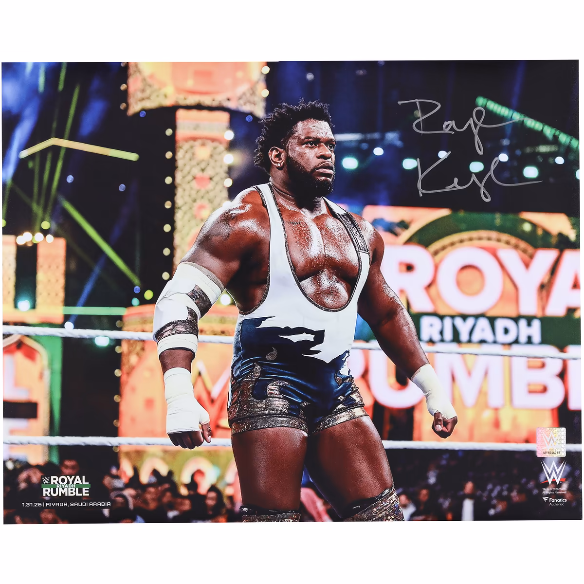 Royce Keys WWE Autographed 16" x 20" Royal Rumble 2026 WWE Debut Photograph