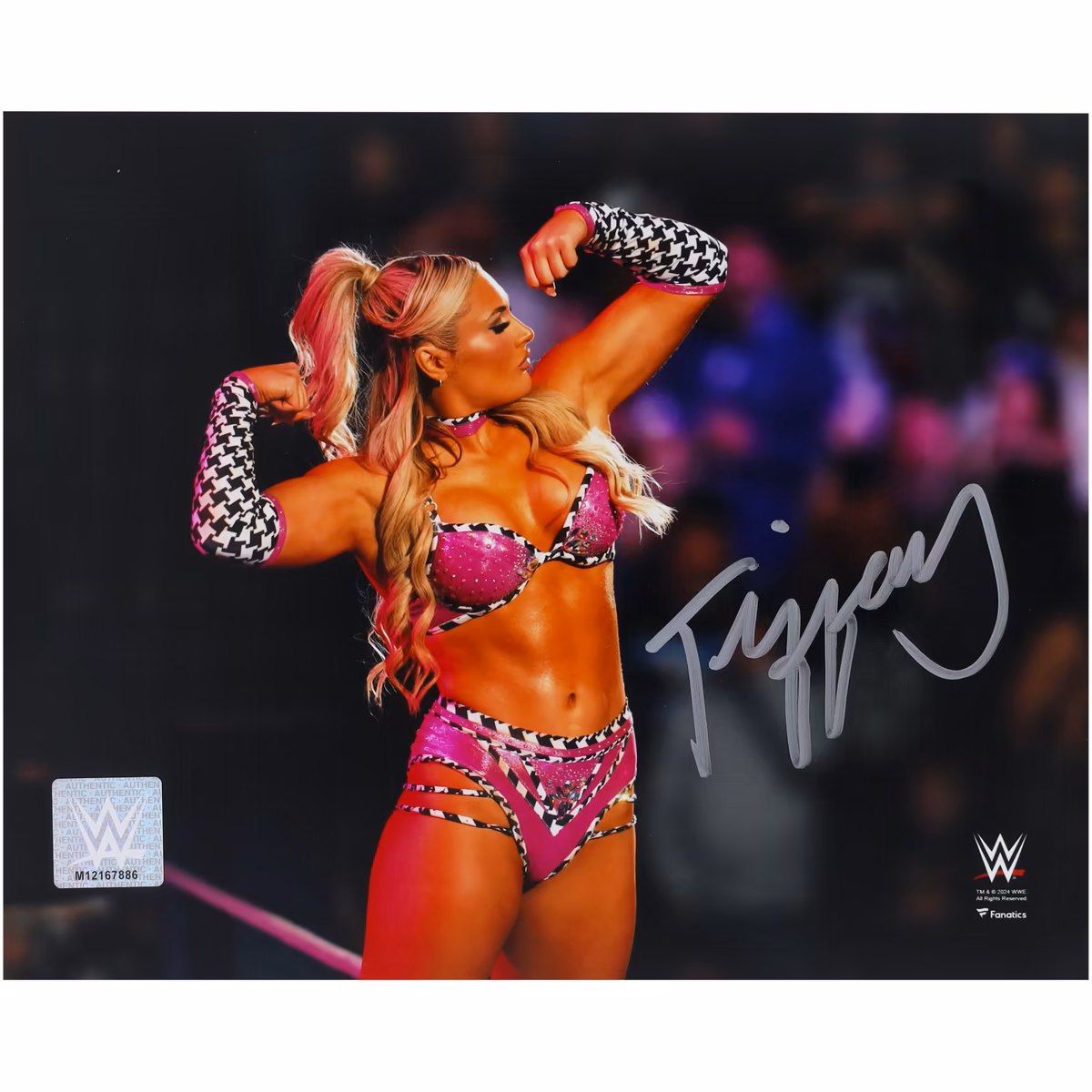 Tiffany Stratton WWE Autographed 8" x 10" Flexing On Ropes Photograph