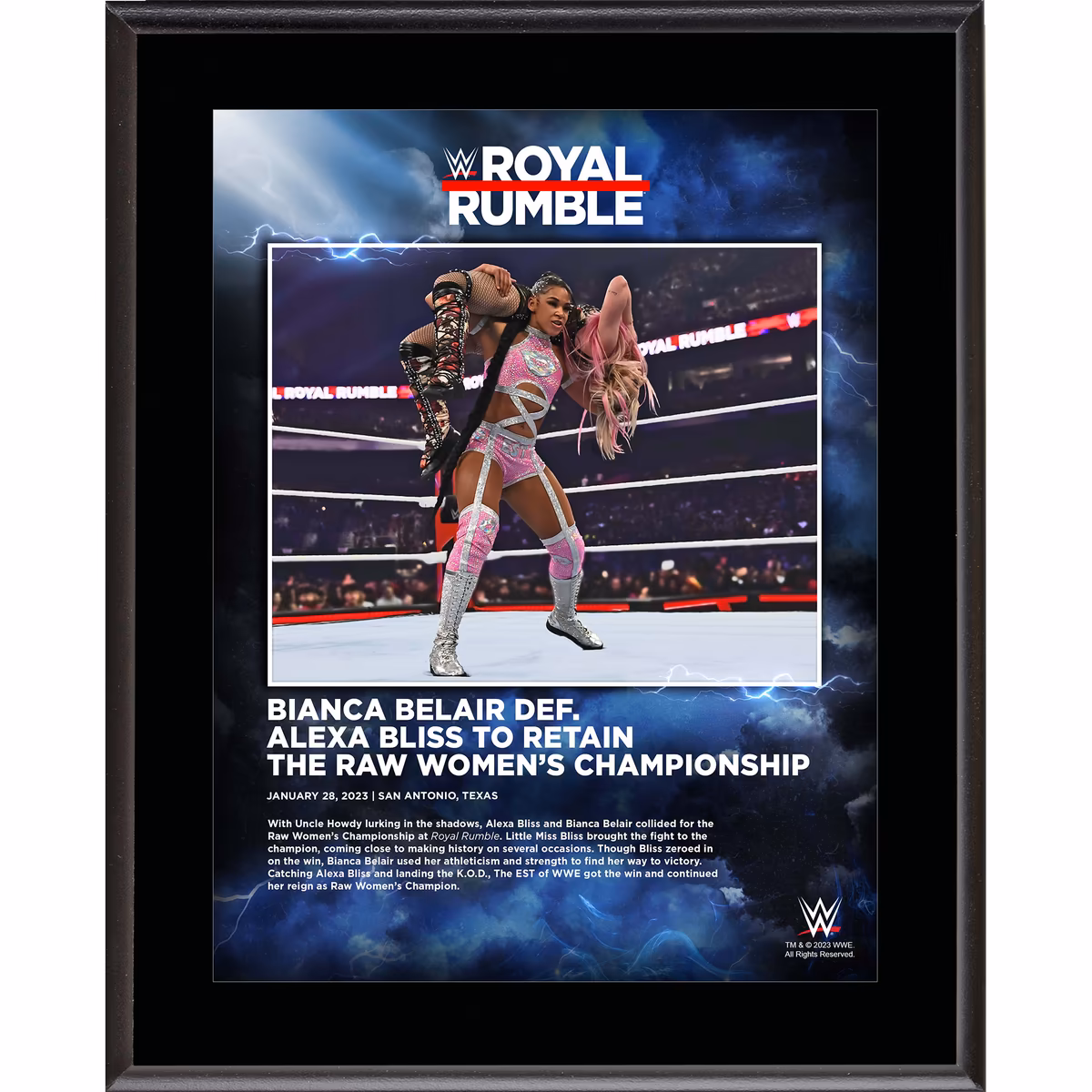 Bianca Belair WWE 10.5" x 13" 2023 Royal Rumble Sublimated Plaque