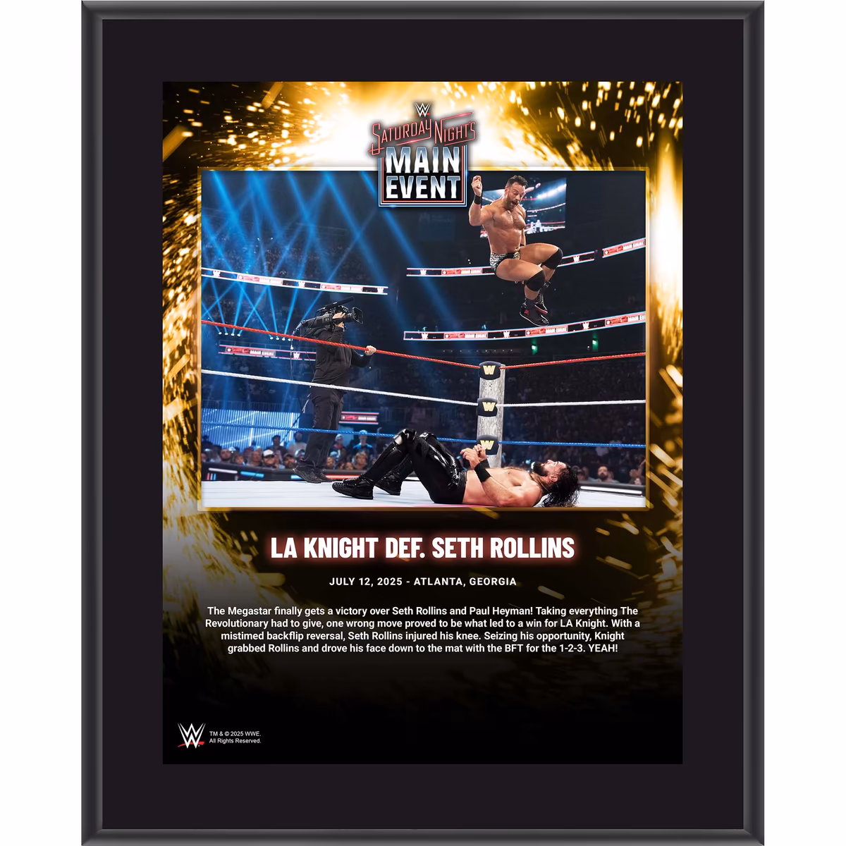 LA Knight WWE 10.5" x 13" Saturday Night's Main Event on July 12, 2025 Sublimated Plaque 1 LA Knight WWE 10.5" x 13" Saturday Night's Main Event on July 12, 2025 Sublimated Plaque