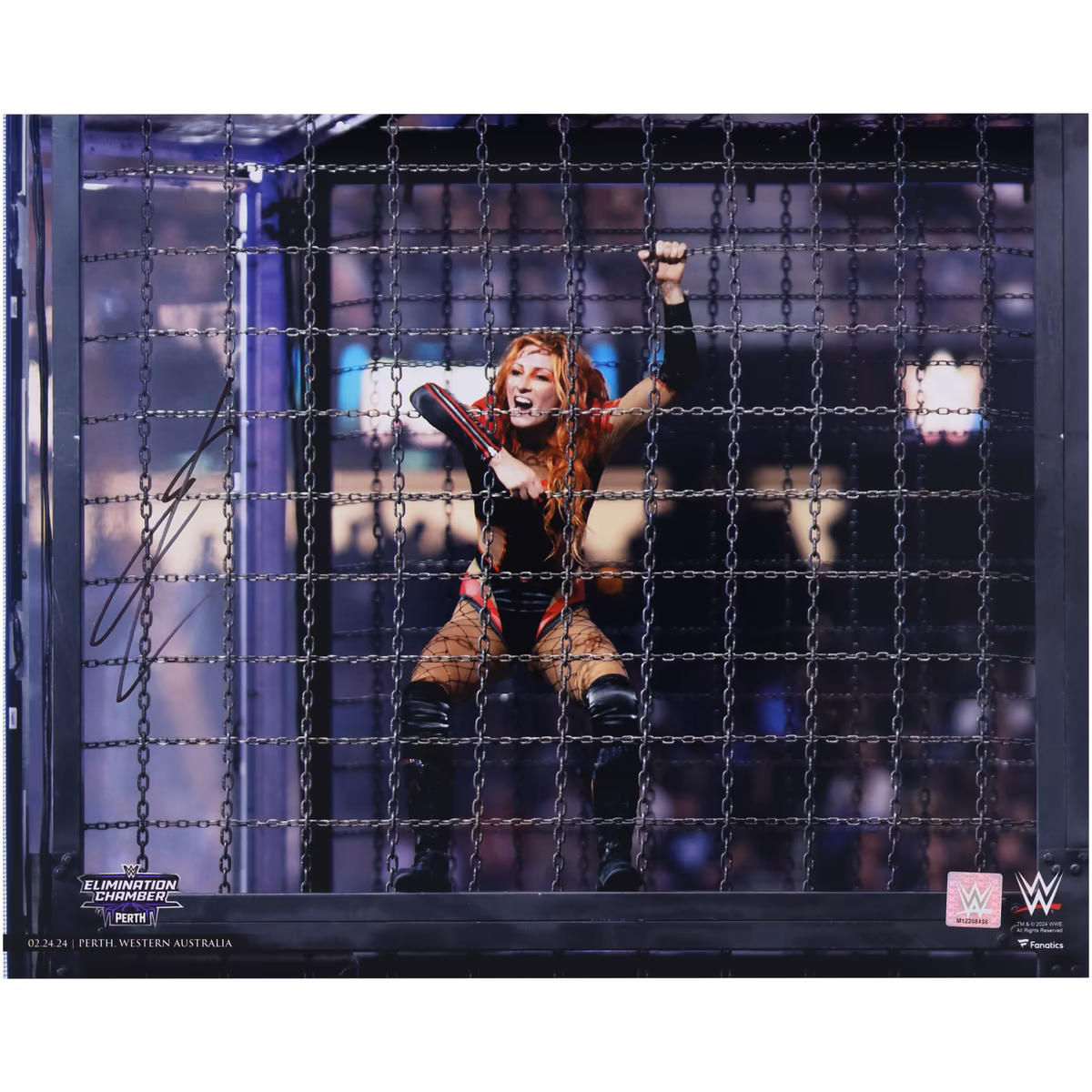 Becky Lynch WWE Autographed 16" x 20" Elimination Chamber 2024 Photograph 1 Becky Lynch WWE Autographed 16" x 20" Elimination Chamber 2024 Photograph