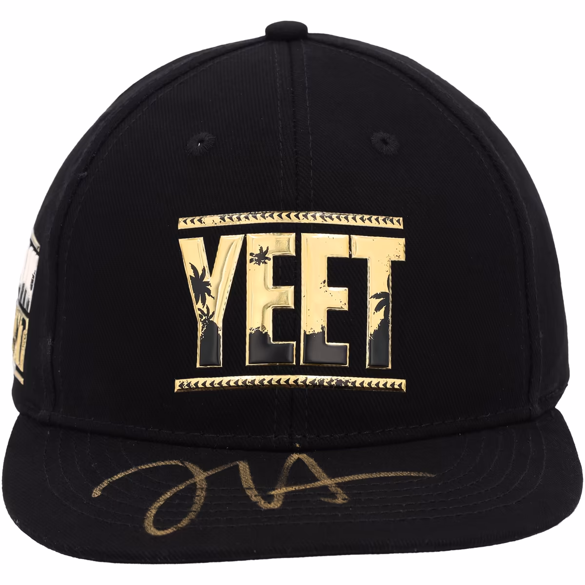 Jey Uso WWE Autographed Black/Gold YEET Snapback Cap 3 Jey Uso WWE Autographed Black/Gold YEET Snapback Cap