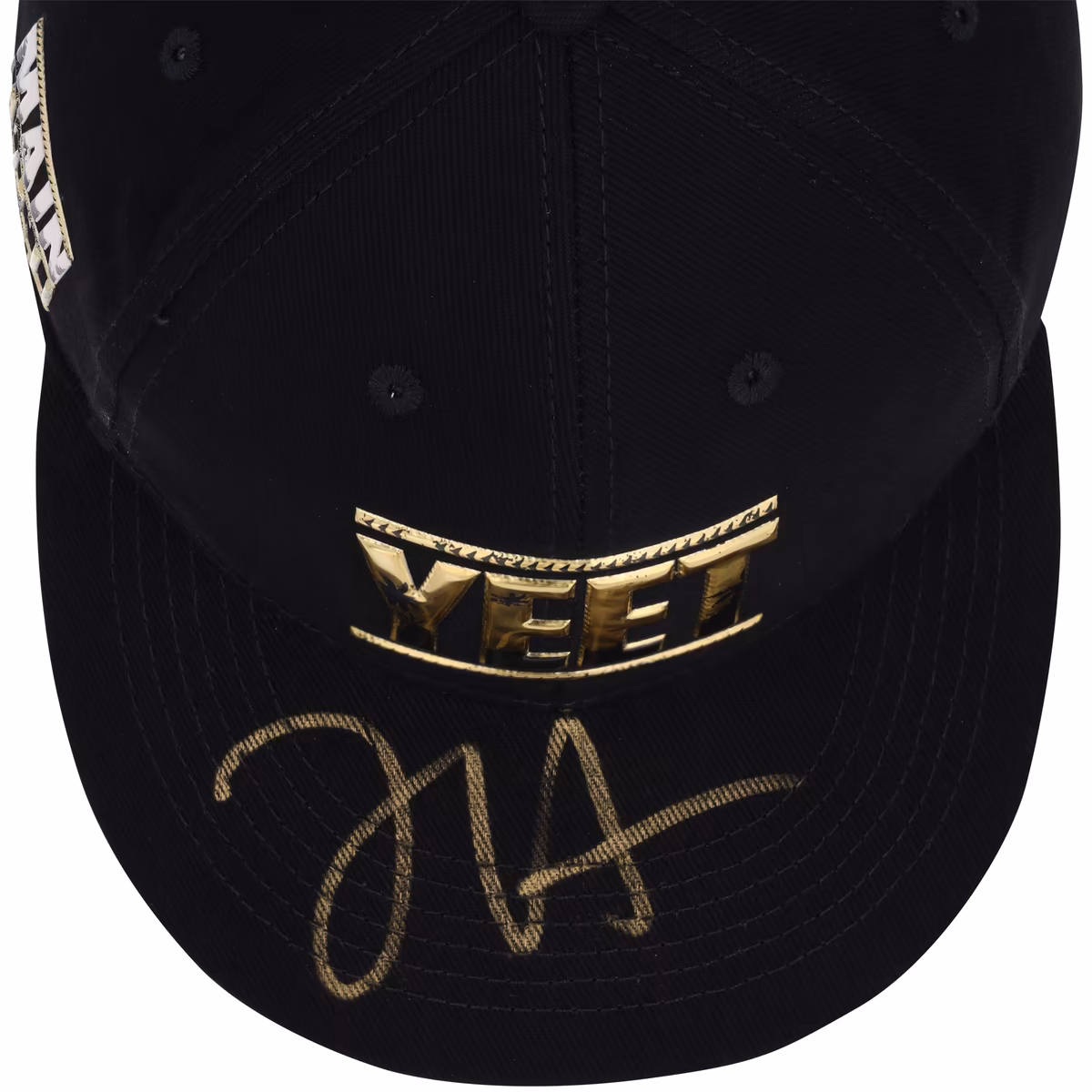 Jey Uso WWE Autographed Black/Gold YEET Snapback Cap 6 Jey Uso WWE Autographed Black/Gold YEET Snapback Cap