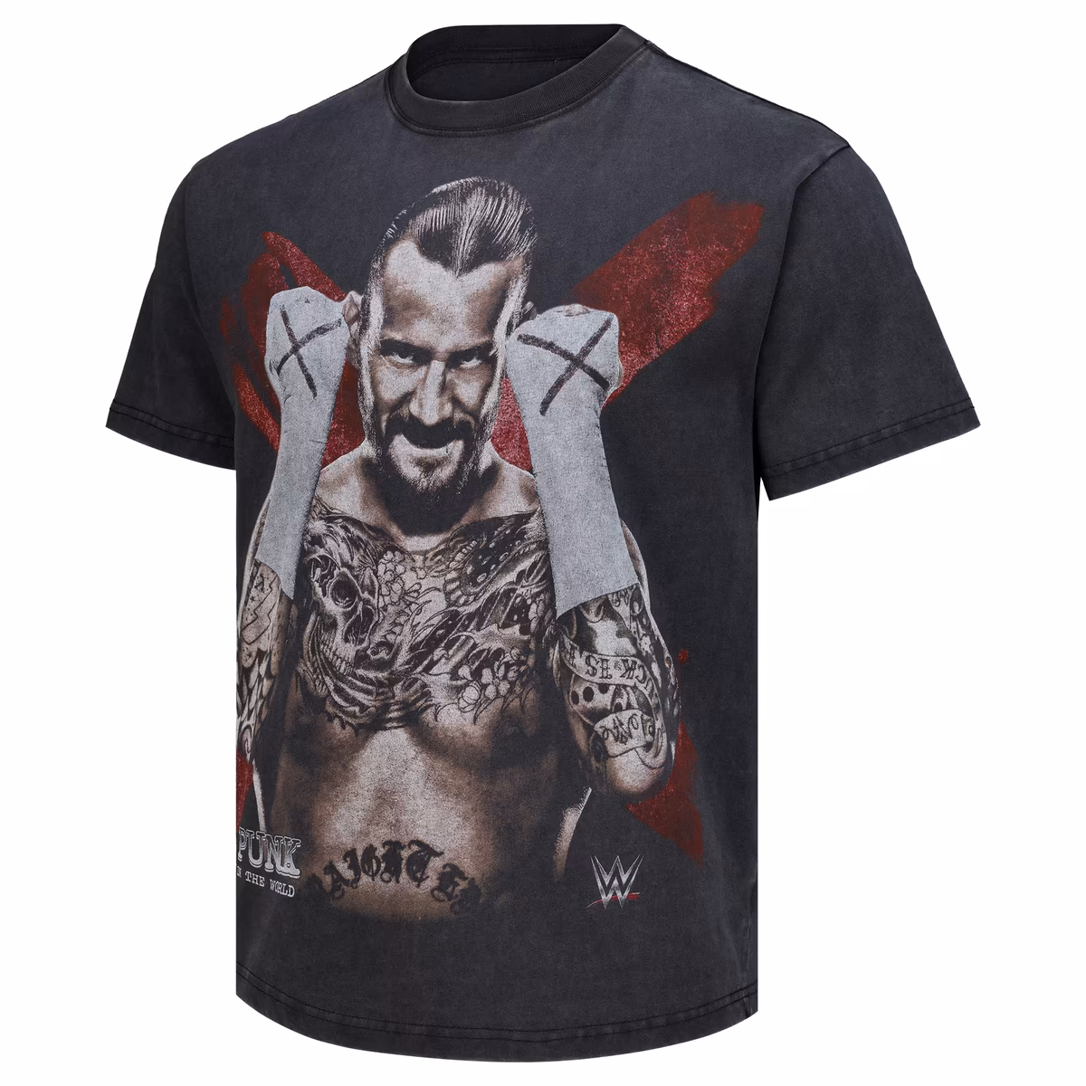 Men's Heather Black CM Punk Wrapped Up Boxy T-Shirt 3 Men's Heather Black CM Punk Wrapped Up Boxy T-Shirt