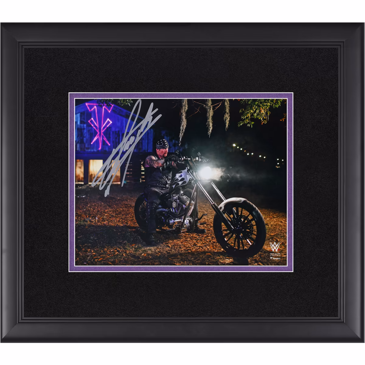 The Undertaker WWE Autographed Framed 8" x 10" WrestleMania 36 Boneyard Match on Motorcycle Photograph 8 The Undertaker WWE Autographed Framed 8" x 10" WrestleMania 36 Boneyard Match on Motorcycle Photograph