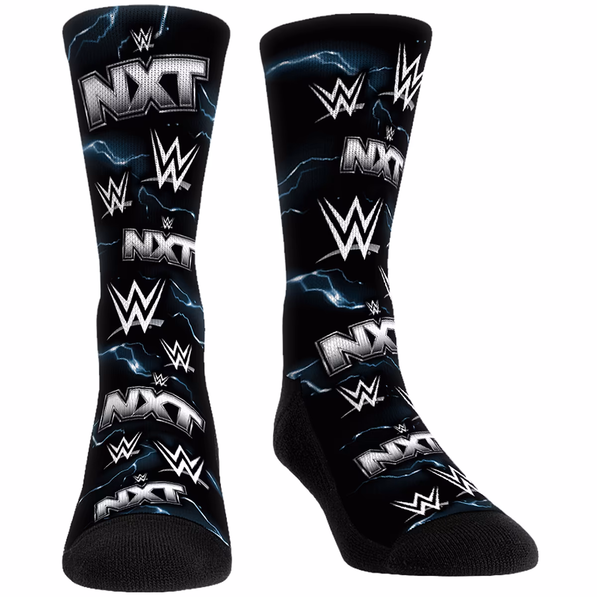 Unisex Rock Em Black NXT Allover Crew Socks 1 Unisex Rock Em Black NXT Allover Crew Socks