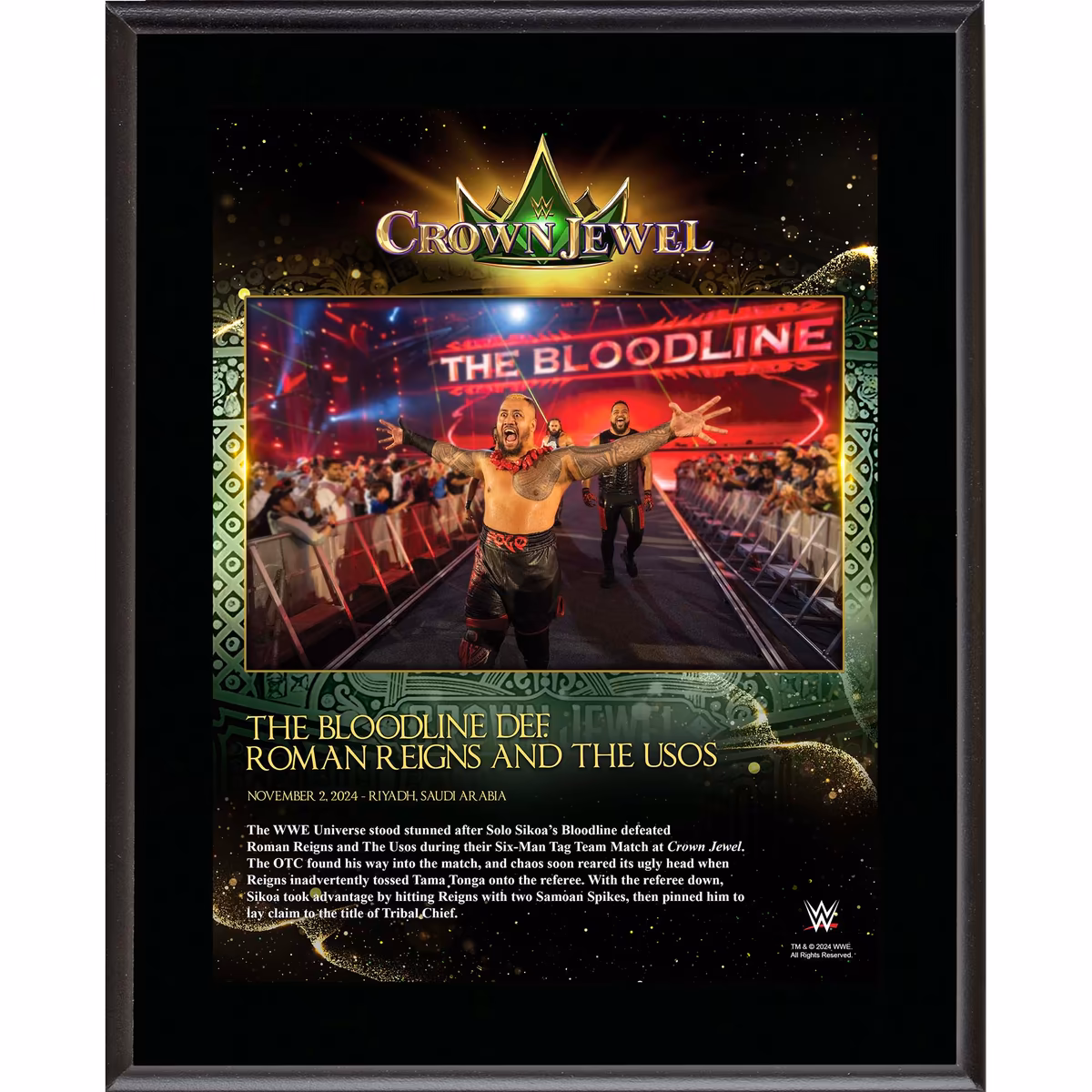 The Bloodline WWE 10.5" x 13" 2024 Crown Jewel Sublimated Plaque