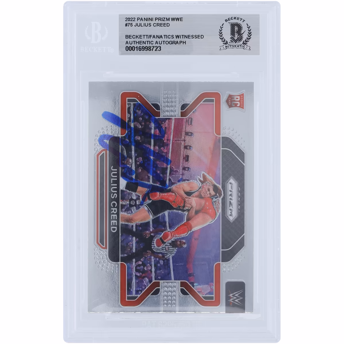 Julius Creed WWE Autographed 2022 Panini Prizm #75 Beckett Fanatics Witnessed Authenticated Rookie Card