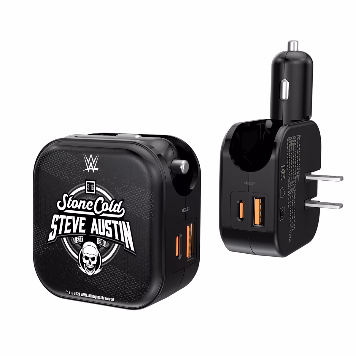 Keyscaper Black "Stone Cold" Steve Austin 2-In-1 USB A/C Charger