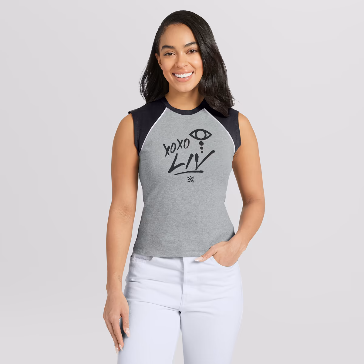 Women's WEAR by Erin Andrews Gray Liv Morgan Cropped Raglan Tank Top 8 Women's WEAR by Erin Andrews Gray Liv Morgan Cropped Raglan Tank Top