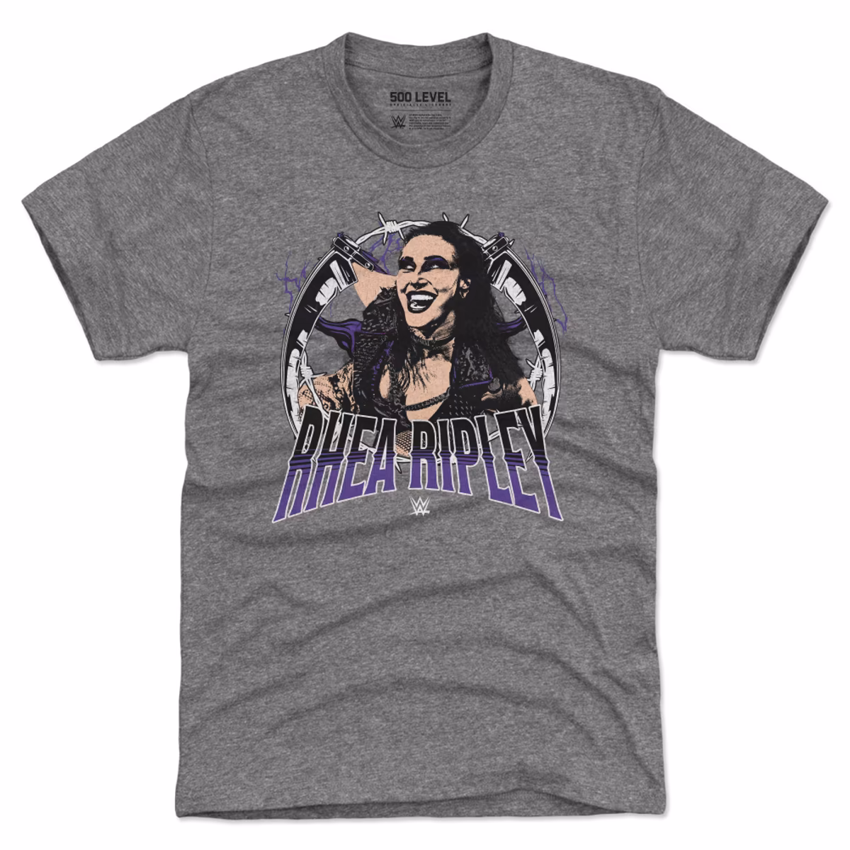 Men's 500 Level Heather Gray Rhea Ripley Posterize Tri-Blend T-Shirt 2 Men's 500 Level Heather Gray Rhea Ripley Posterize Tri-Blend T-Shirt